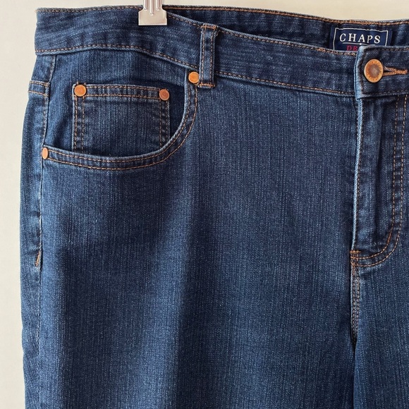Chaps Denim Madden Straight Leg Mid-Rise Blue Jeans 99% Cotton Size 18W - Picture 10 of 12
